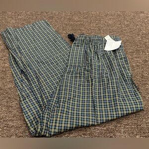 NWT! Men's Croft & Barrow Navy Yellow Plaid Pants PJ bottoms Sz L